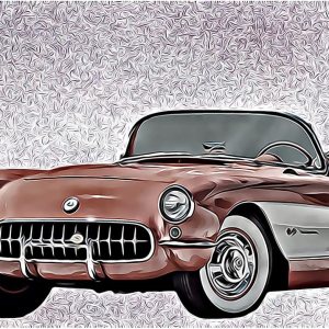 Tarjeta de felicitación de cumpleaños con pintura digital clásica Corvette en el interior dice (Feliz cumpleaños!) Tarjeta de felicitación de cumpleaños con pintura digital clásica Corvette en el interior dice (Feliz cumpleaños!)