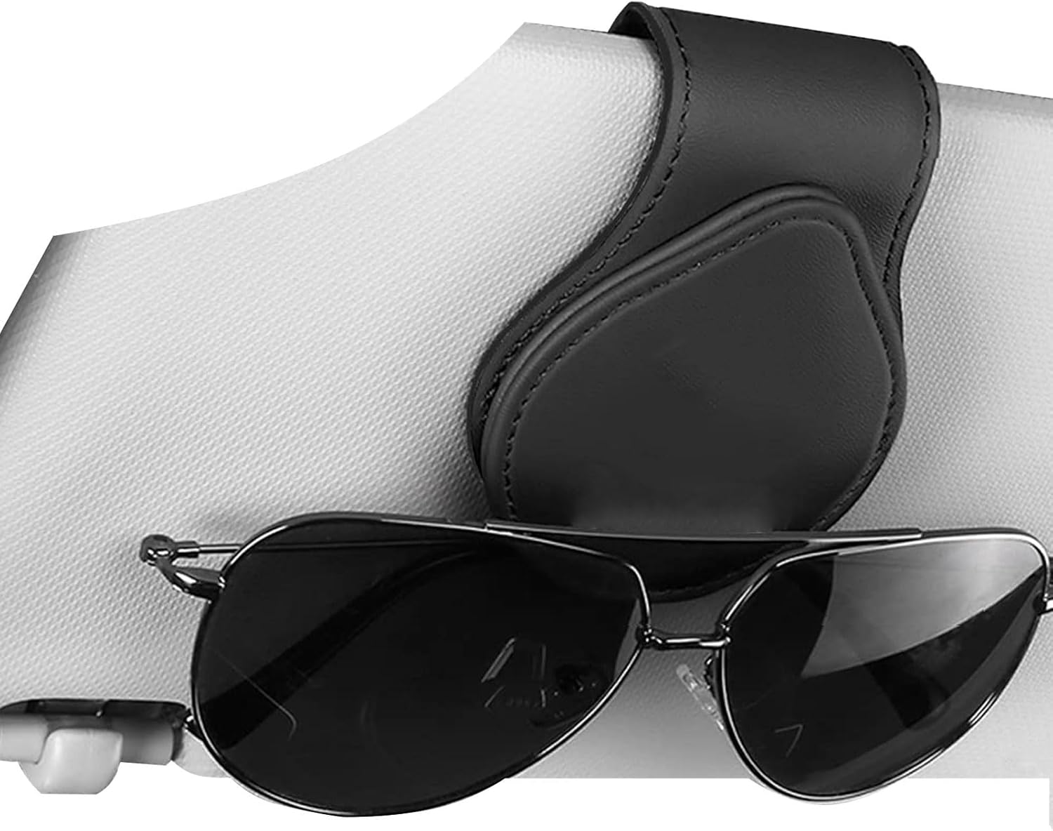 Soporte para gafas de sol para Tesla para coche, visera de cuero, marco de gafas, colgador de gafas, clip para tarjeta de montaje para modelo 3YXS,