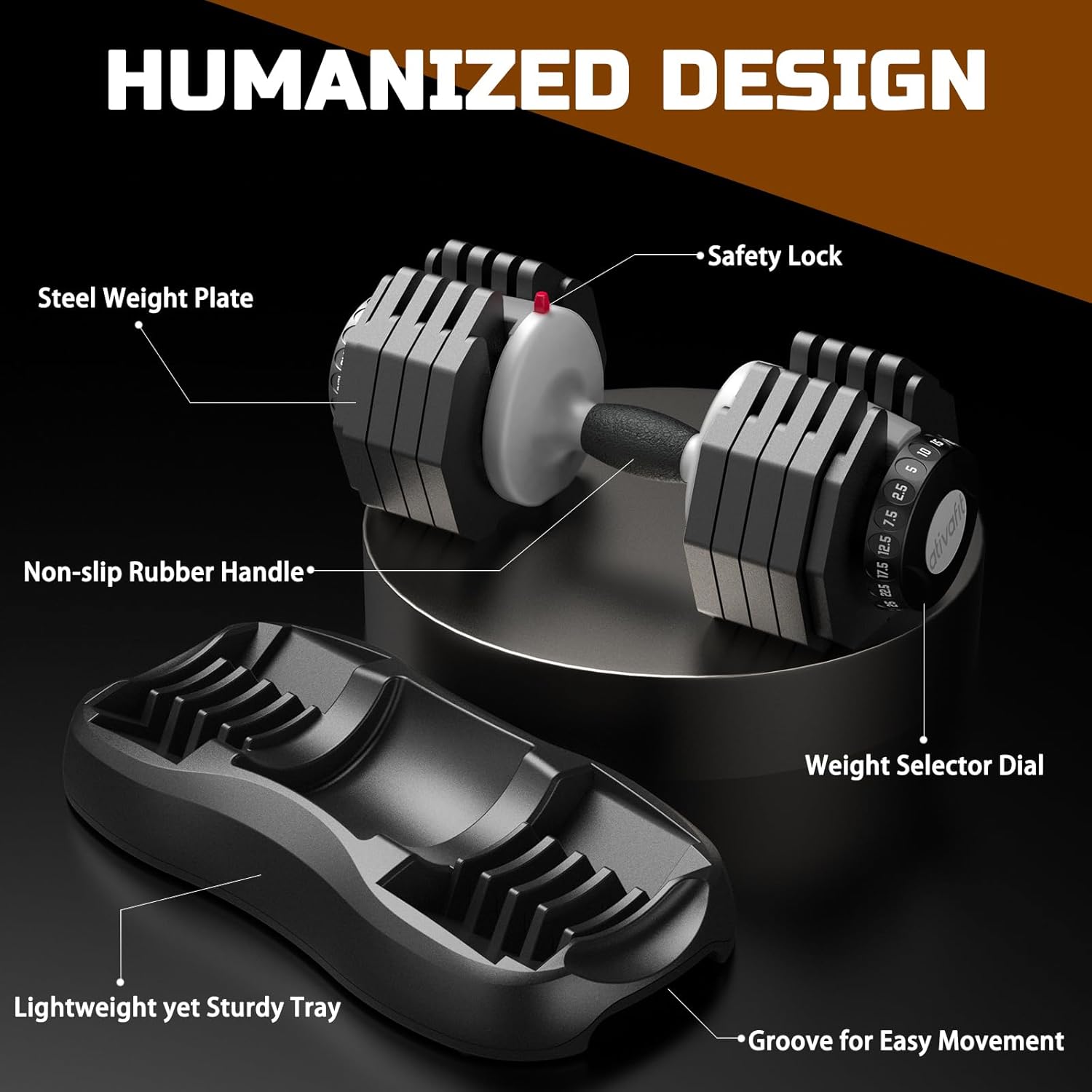 ATIVAFIT Adjustable Dumbbell Set, 55LB Dumbbell Weights Set, 10 in 1 Free Weights Fast Adjusted by One Hand, Dumbbells with Safety Lock, Anti-Slip - Imagen 3