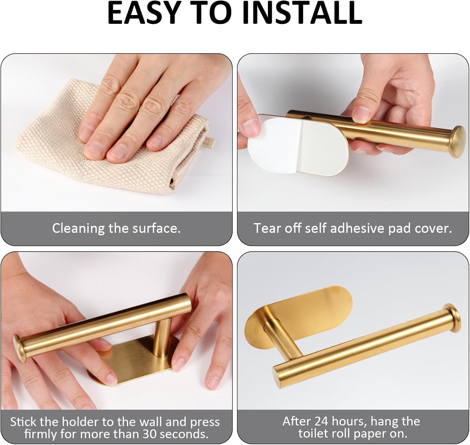Soporte de papel higiénico, soporte para pañuelos, autoadhesivo, para montaje en pared, para baño, baño, inodoro, caravana, no requiere