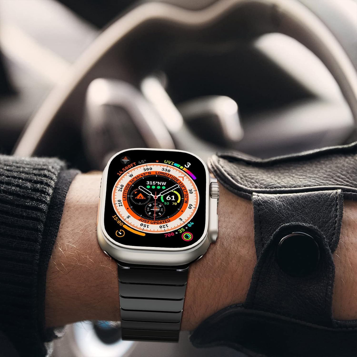 CHANCHY Correa de acero inoxidable para Apple Watch UltraUltra 2 Link de 1.929 in 1.732 in 1.772 in 1.654 in, correa de metal con cierre plegable