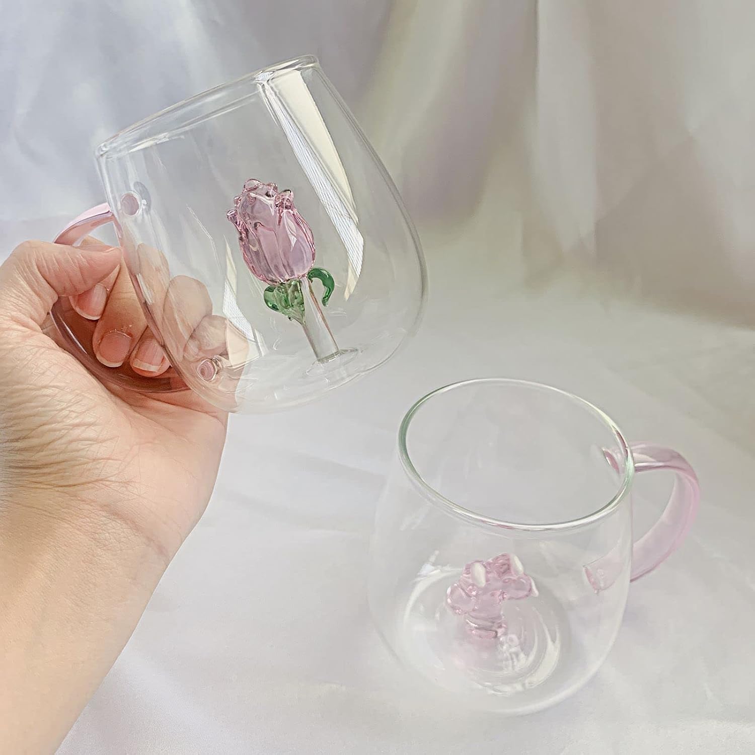 Vasos de vidrio, taza de vidrio transparente con patrón tridimensional, bebidas de bar, taza de café helado, vaso de jugo, transparente (taza para