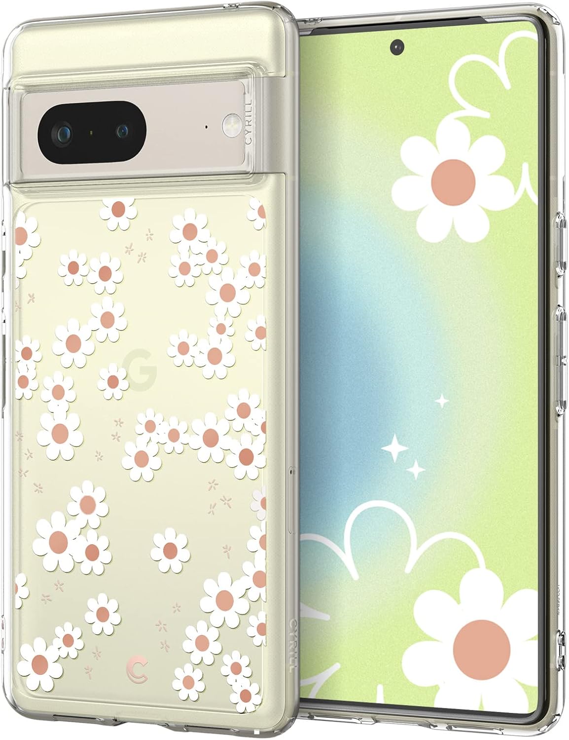 CYRILL Cecile – Funda compatible con Google Pixel 7 5G (2022), Pixel 7 transparente con diseño floral para mujer, perfil de ajuste delgado,
