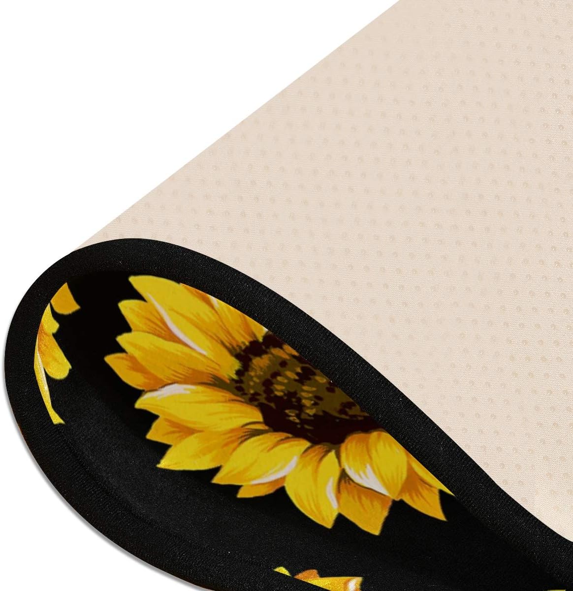 Alfombras de cocina negras con diseño de girasol, antideslizantes, suaves, para el hogar, comedor, sala de estar, dormitorio, 72 x 24 pulgadas