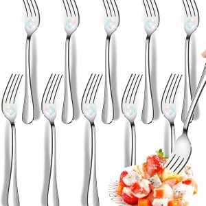 Tenedores, tenedores de ensalada, juego de 10 tenedores de cubiertos de acero inoxidable de grado alimenticio, tenedores de mesa, tenedores de Tenedores, tenedores de ensalada, juego de 10 tenedores de cubiertos de acero inoxidable de grado alimenticio, tenedores de mesa, tenedores de