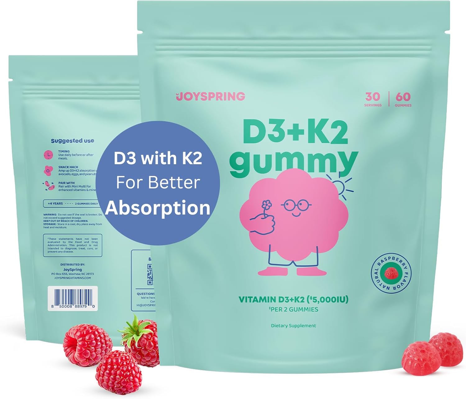 JoySpring Gomitas líquidas de vitamina D y vitamina D3 para niños