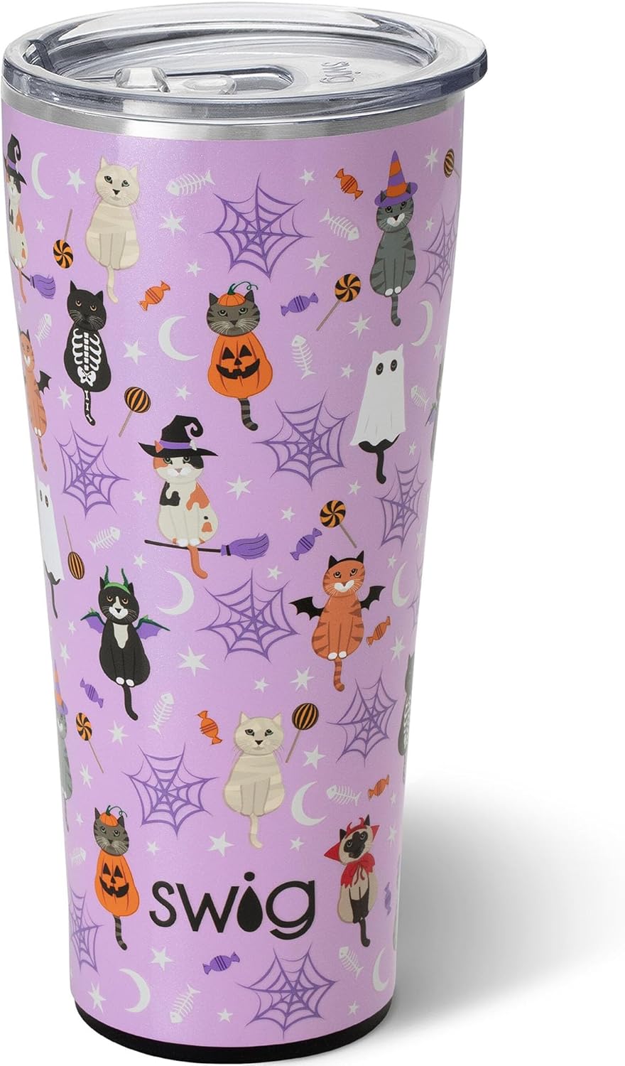 Swig Life Vaso XL de 32 onzas  Impresiones discontinuas  Vaso de café aislado con tapa, apto para vasos, apto para lavavajillas, acero inoxidable,
