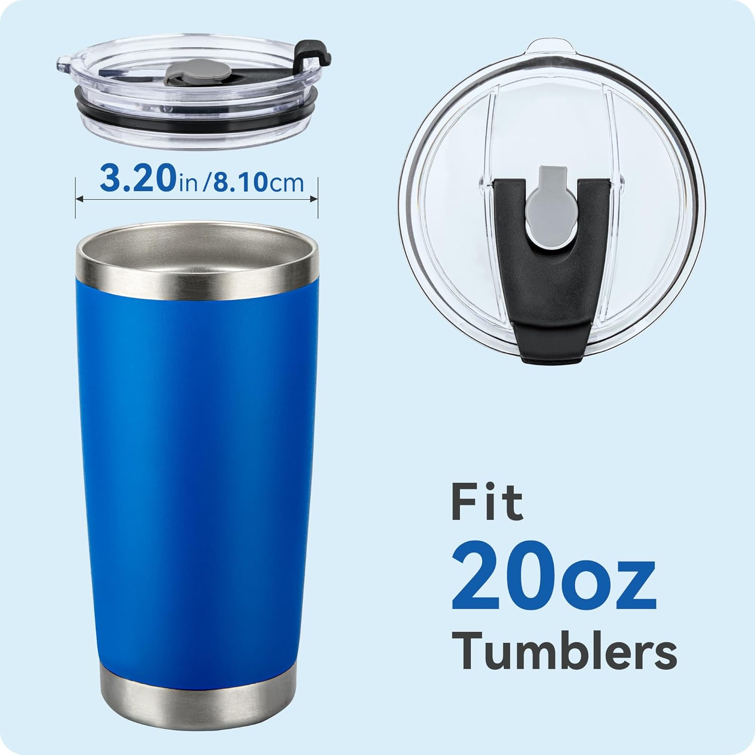 Tapas de vaso de 20 onzas, tapa de repuesto para Yeti Rambler de 20 onzas, estilo antiguo Rtic y más, apto para popotes, vaso de 20 onzas, tapa para