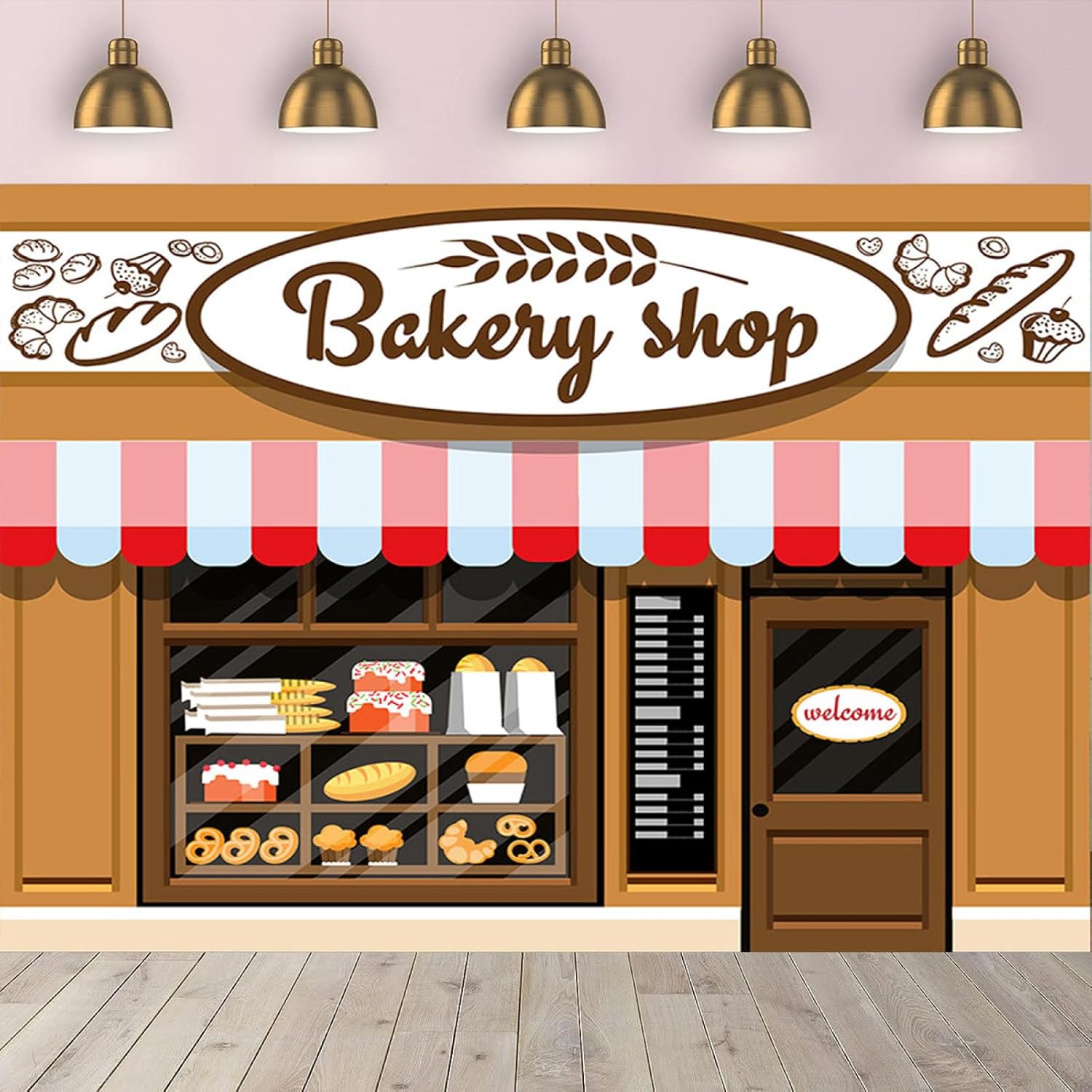 Telón de fondo de fotografía para café, panadería, decoración de fiesta de primer cumpleaños, postre dulce, lindo fondo de sala de postres, recién