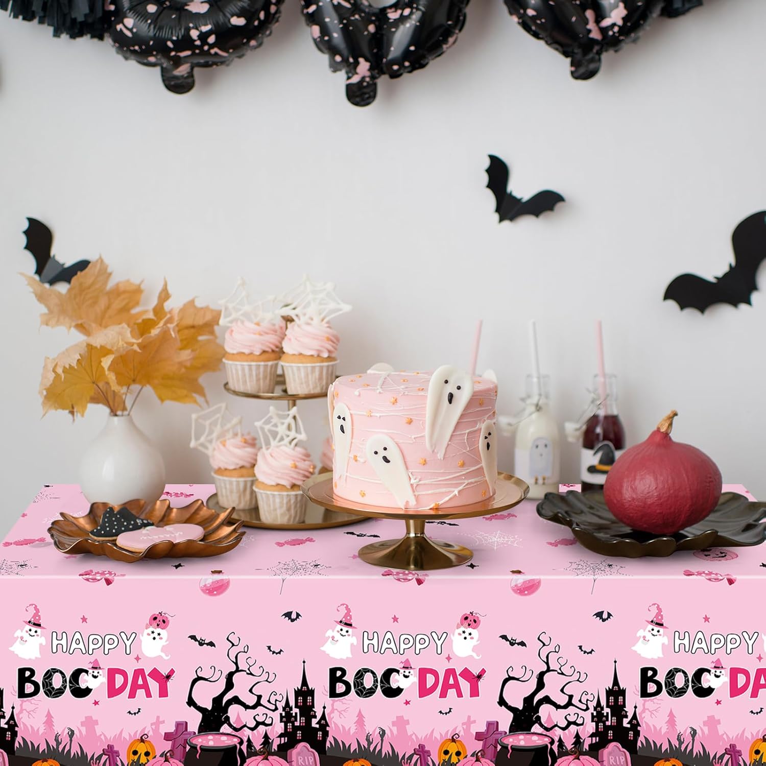 Mantel rectangular de plástico para fiesta de Halloween, 3 unidades, para Halloween, cumpleaños, baby shower, 54 x 108 pulgadas