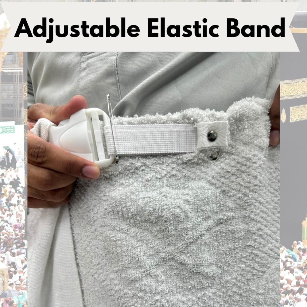 Ihram Ahram – Ropa para hombre para Hajj y Umrah, 2 piezas con cinturón elástico, paño de ritual de peregrinación de algodón integrado, 70 x 30