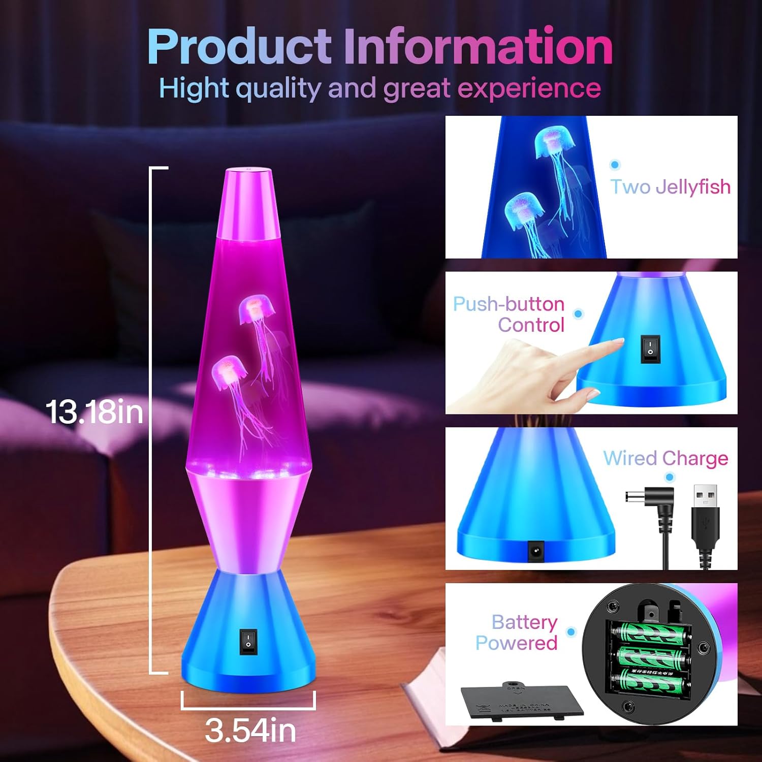 Lámpara de medusa, 7 colores cambiantes de medusas, luz nocturna para mesa de acuario, decoración del hogar, luces LED para sala de estar, oficina,