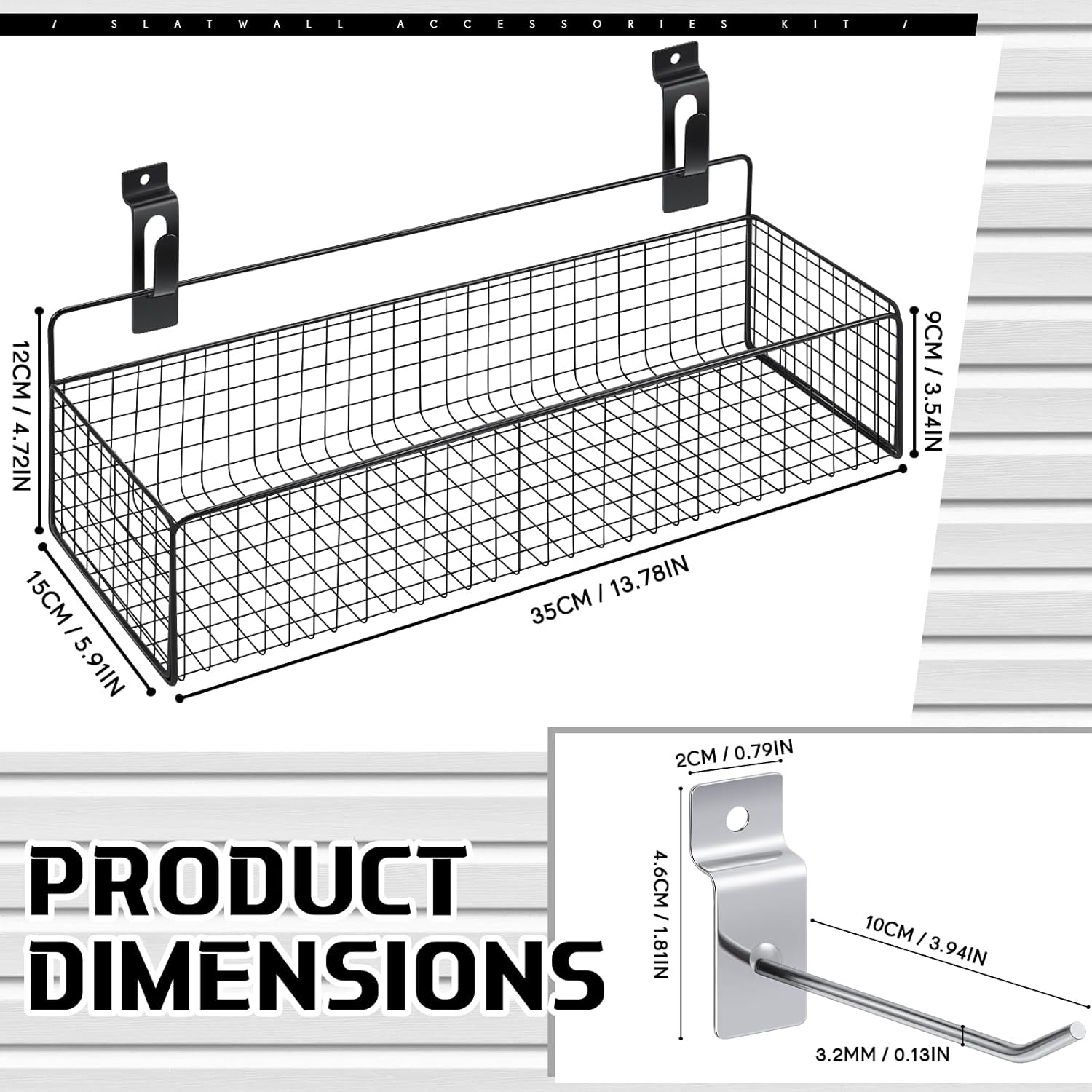 Uiifan Slatwall – Juego de accesorios de metal para colgar con gancho para placa de metal, 10 unidades, gancho de alambre ventilado para paneles de