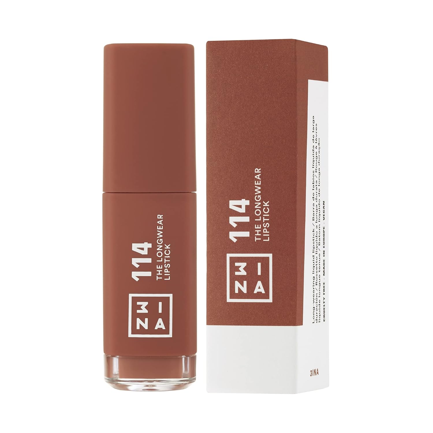 3INA The Longwear Lipstick 114 – Naturalmente hidratante, de secado rápido, tonos que se mantienen todo el día y se adaptan a cada tono de piel –