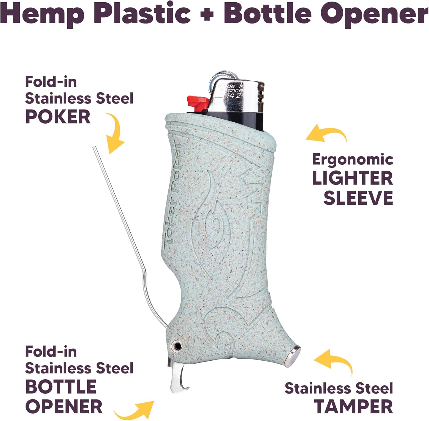 Toker Poker Abridor de botellas, carbón, estuche más ligero, multiherramienta para acampar y otros