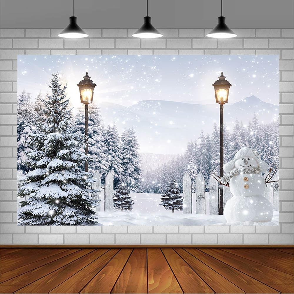 AIBIIN Telón de fondo de Navidad de bosque de nieve de invierno de 7 x 5 pies para fotografía, escena de invierno, decoración de fiesta del país de