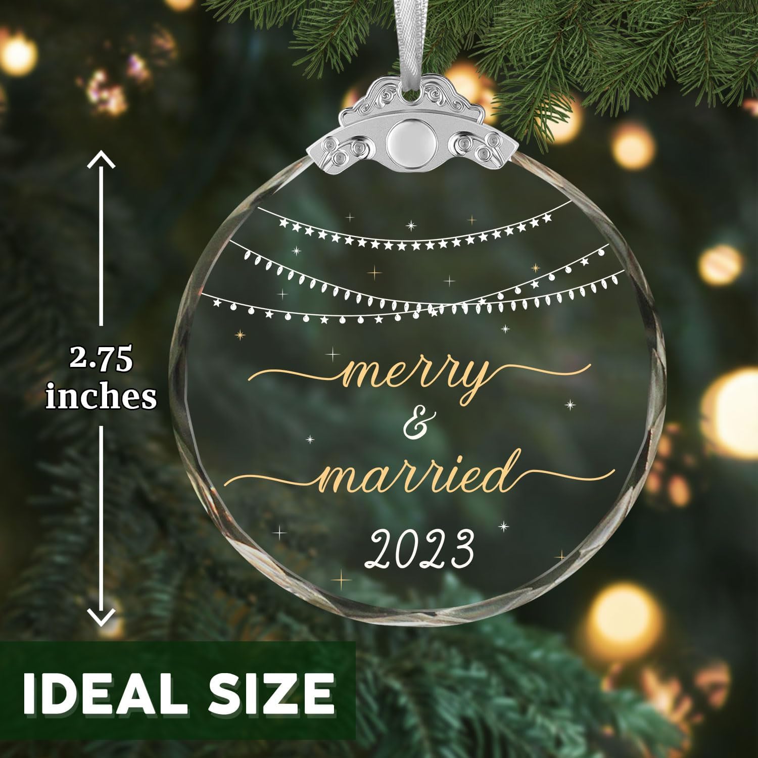 Adorno de matrimonio de nuestra primera Navidad 2023, nuestra primera Navidad como el señor y la señora 2023, adorno de casado de primera Navidad