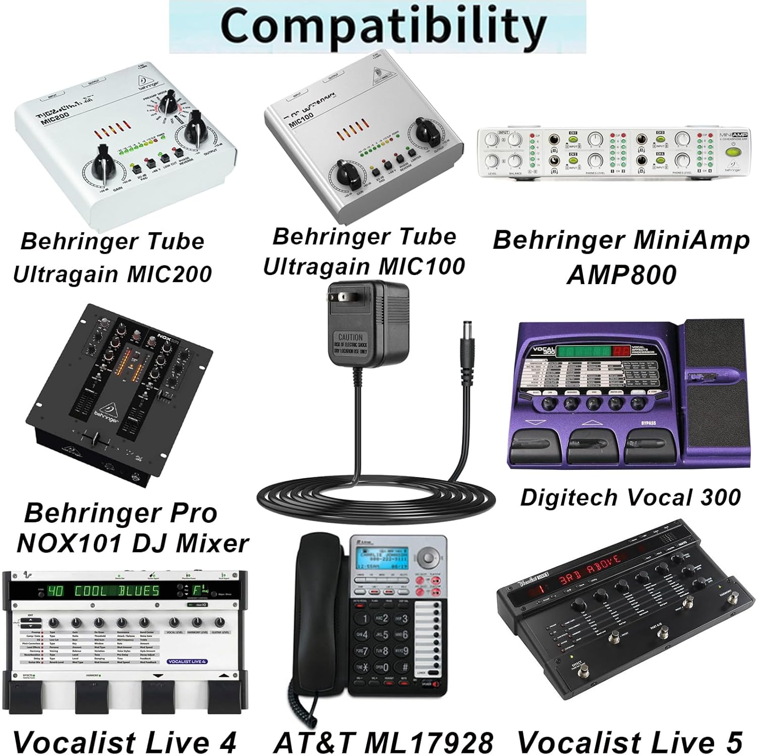 Adaptador de CA 9VAC para Lexicon MX200 MPX100 JamMan MPX110 Dual Reverb, M4 M3 M2 DJ Mixer, ATT ML17928 Line, Behringer MiniAmp AMP800 4 canales,