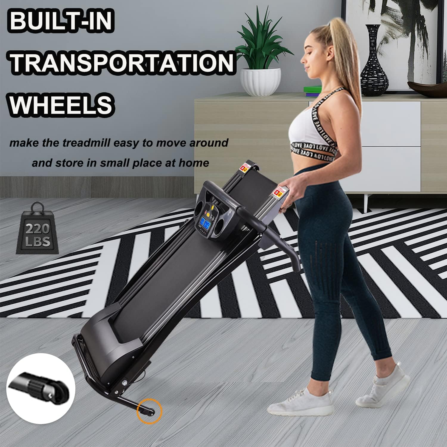 FYC Cintas de correr plegables para el hogar, máquina de ejercicio eléctrica para correr, cinta de correr compacta para el gimnasio en casa,