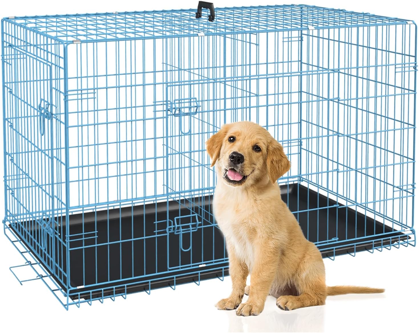 Petmate – Jaulas plegables de alambre de metal, de 30 pulgadas, para perros grandes, para exteriores e interiores, con doble puerta, bandeja