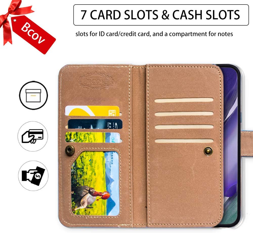 Bcov Funda tipo cartera para Samsung Galaxy S22, Postal de la Torre Eiffel, funda de cuero multifunción para teléfono con múltiples ranuras para