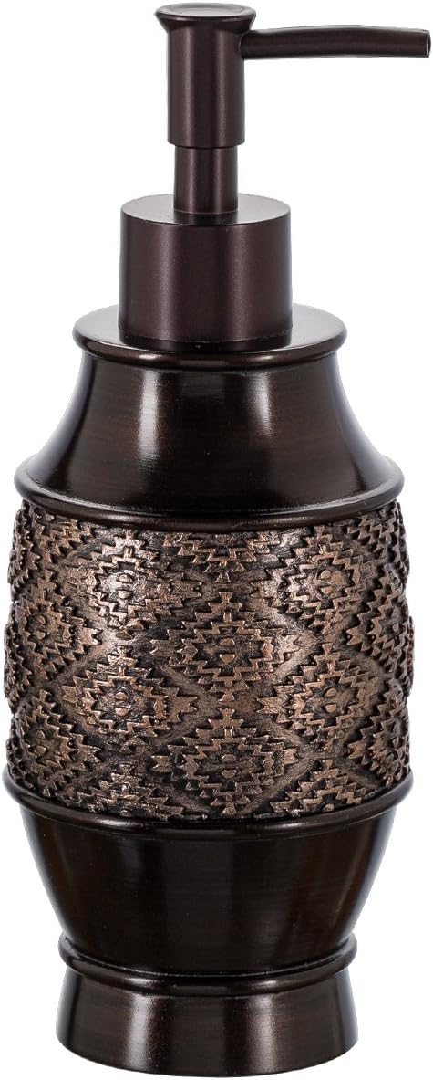 Creative Scents Dispensador de jabón marrón para baño, dispensador de loción decorativo con bomba a juego duradera para encimera, dispensador de