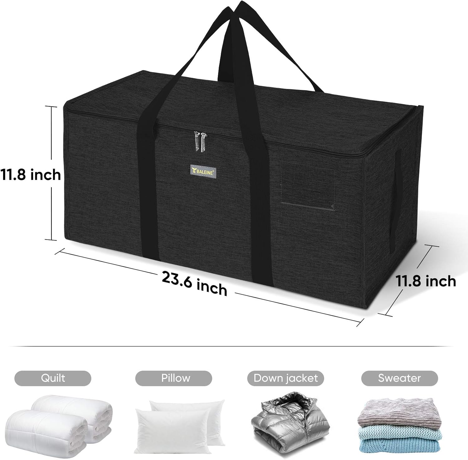 Bolsa de almacenamiento BALEINE extra grande con cremalleras y agarraderas, transportable, hecha de tela oxford para lavandería, ahorro de espacio,