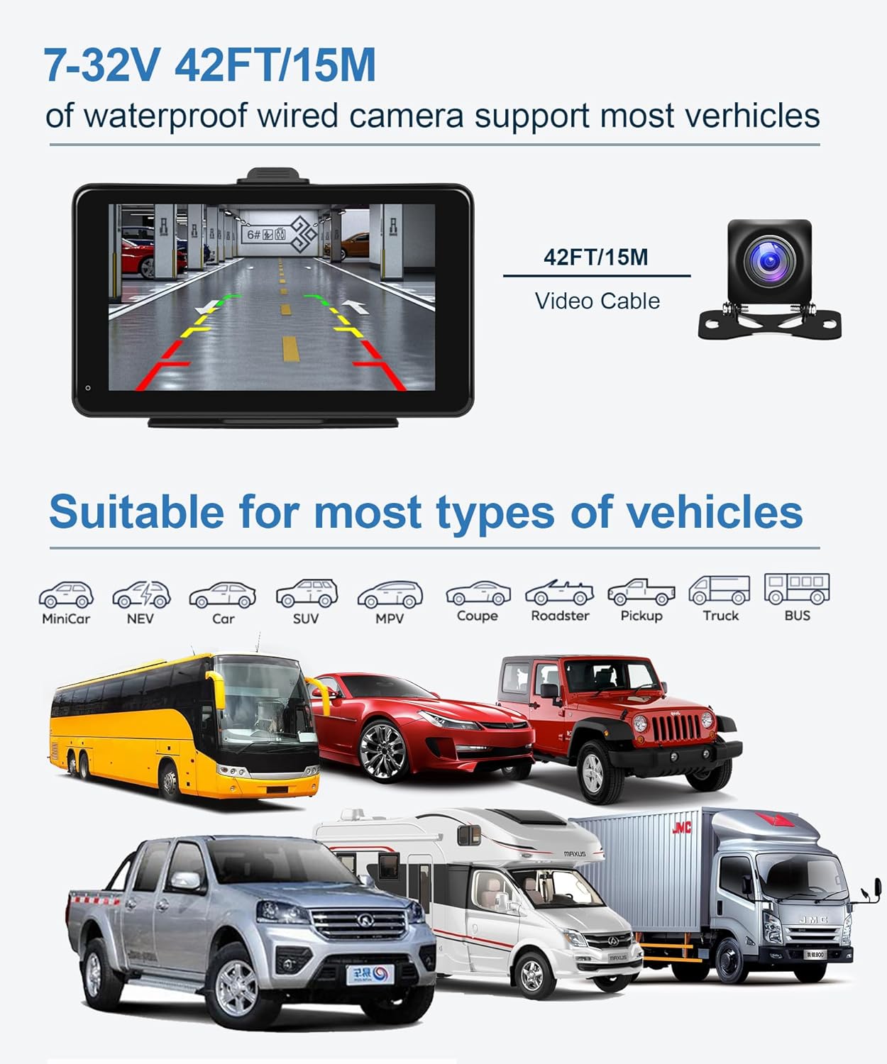 Pantalla portátil inalámbrica para coche con Apple Car Play HD cámara trasera para autos, camiones, camionetas, caravanas, podofo de 7 pulgadas,