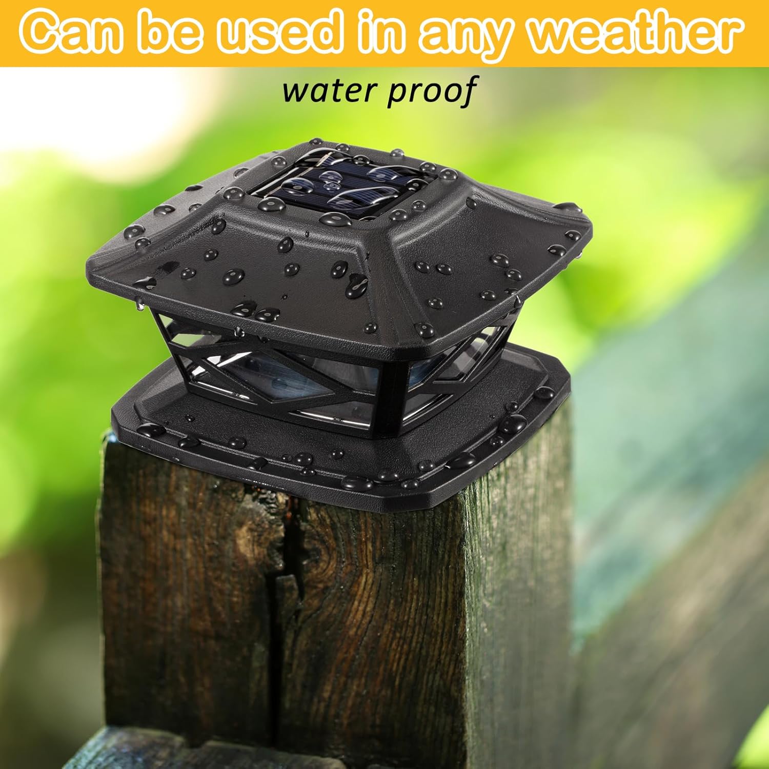 Paquete de 24 luces solares para tapa de poste al aire libre, luces LED impermeables con energía solar para postes de 4 x 4, 5 x 5, 6 x 6,