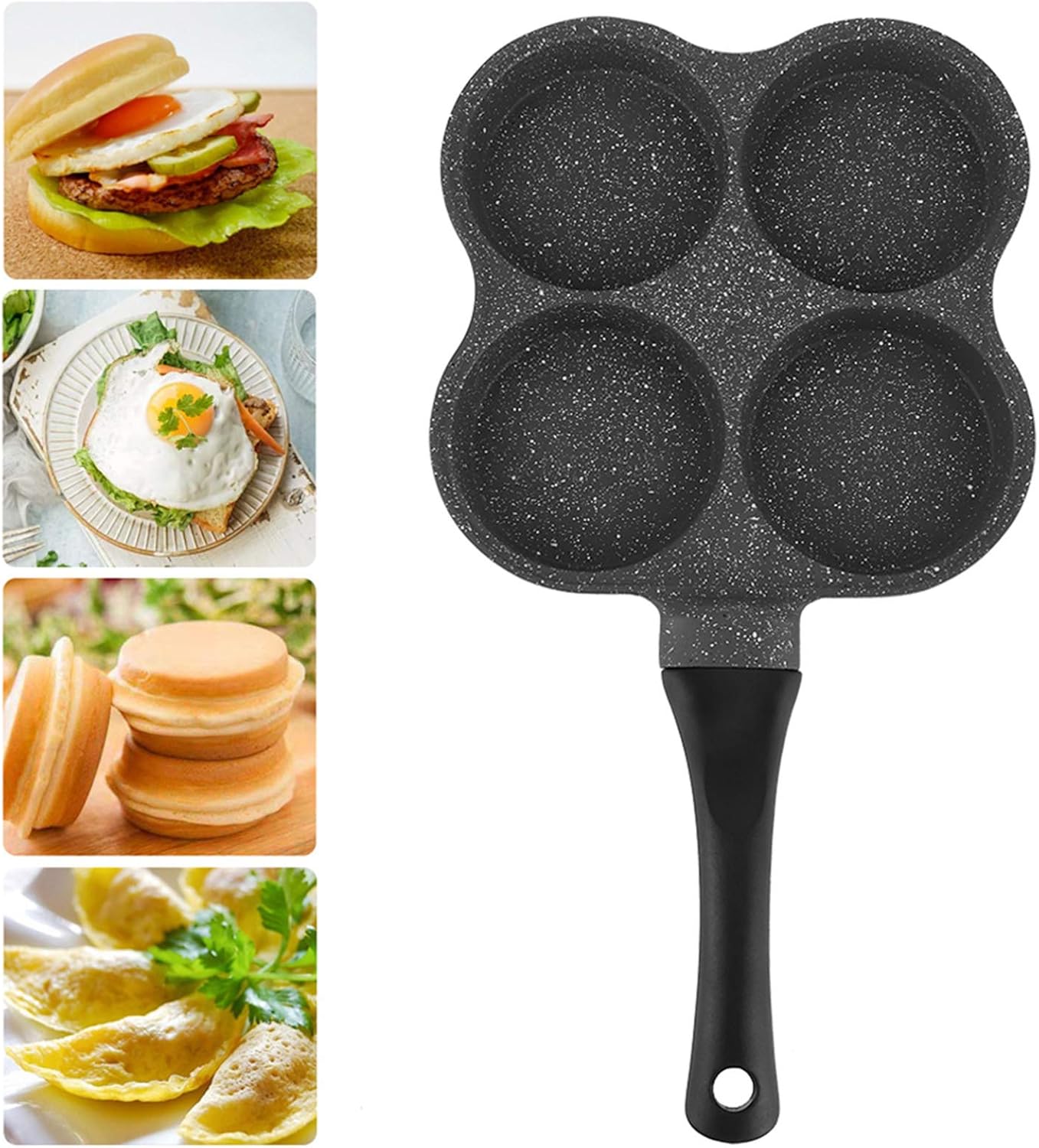 VTOSEN Sartén para 4 huevos, sartén para tortillas, antiadherente, fácil de limpiar, para desayuno, panqueques, huevos escalfados, adecuada para