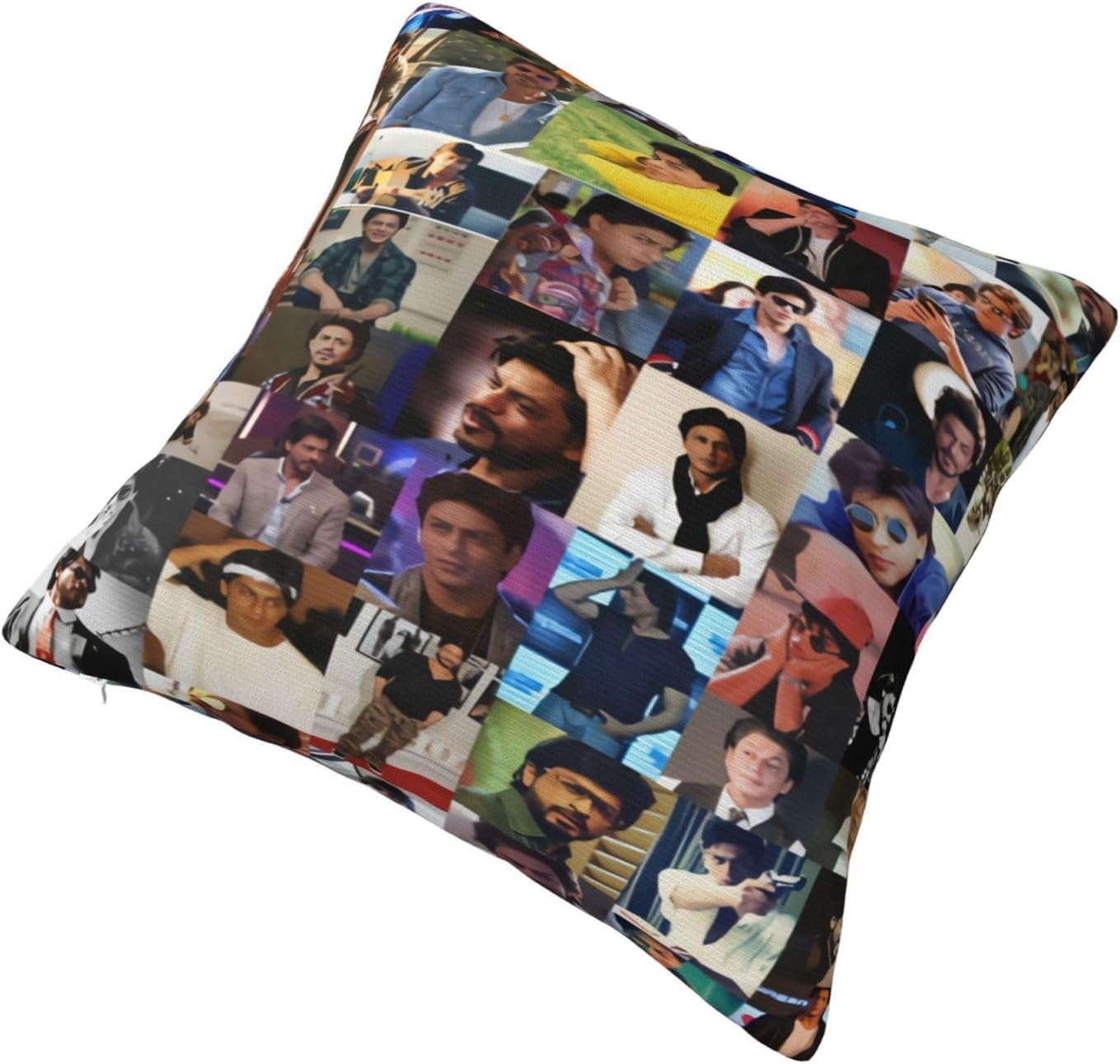 Shah Rukh Khan Collage – Fundas de almohada cuadradas con estampado gráfico para dormitorio, sofá, sala de estar, 16 x 16 pulgadas