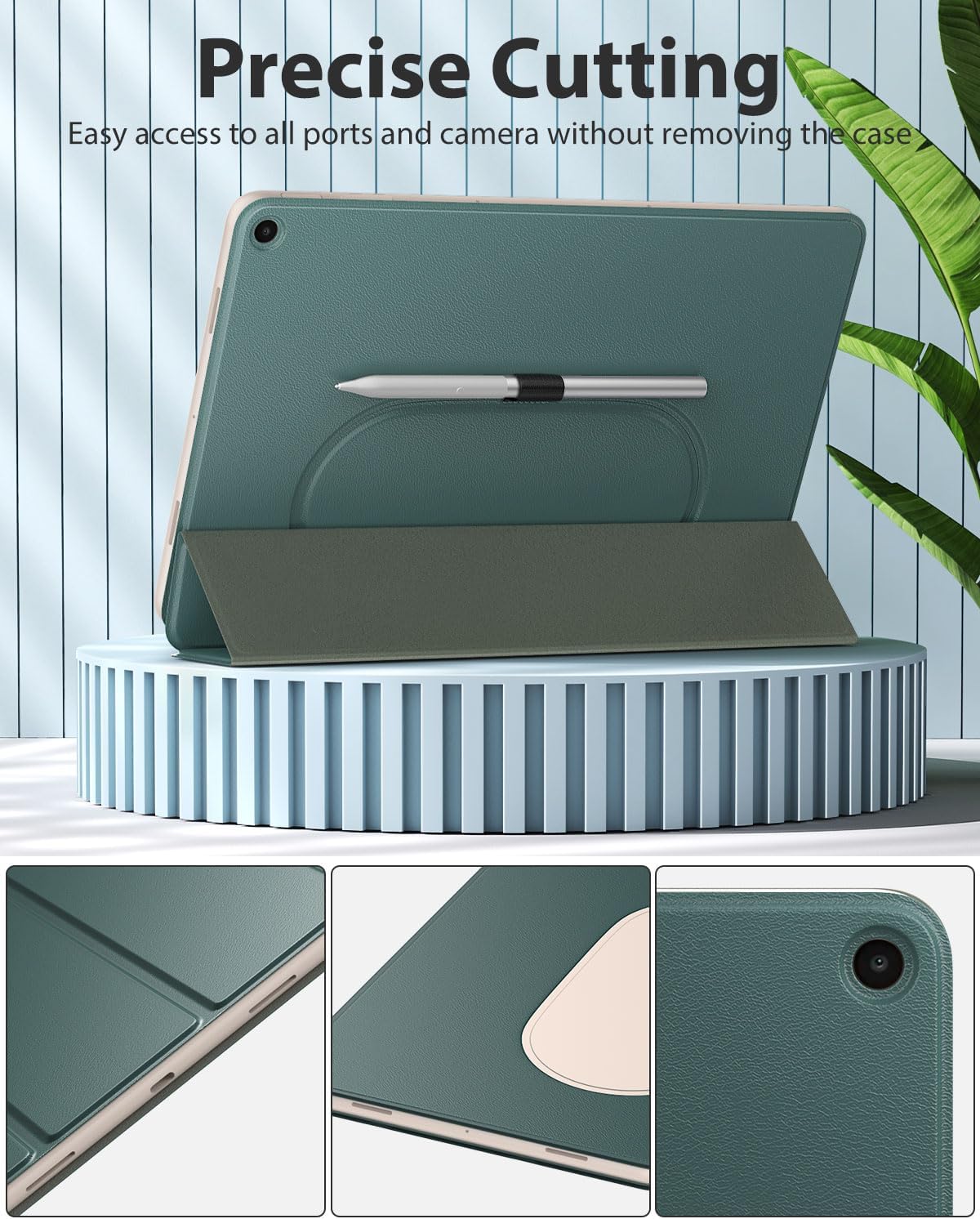 MoKo Funda para tableta Google Pixel 2023, diseño plegable + funda de cuero ultra fina y delgada con soporte para lápices, funda para tableta Pixel