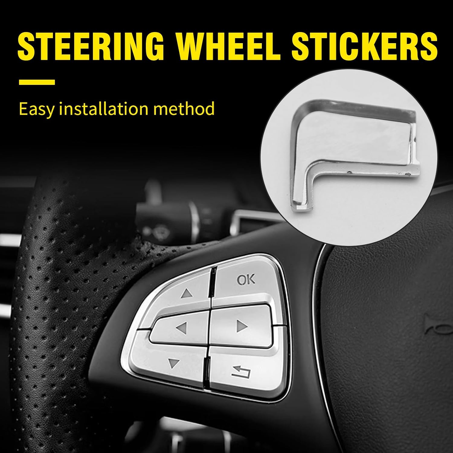Mercedes Benz – Fundas para botón de volante, 12 unidades, ABS cromados, adhesivos para A B, GLA, CLA, GLS, GLE CLS, SL Class