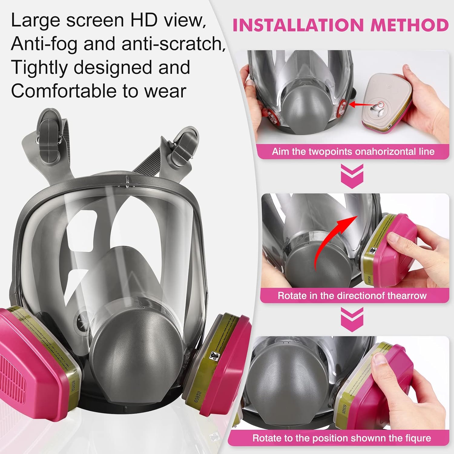 Respirador de máscara facial completa con cartuchos 60926, cubierta de gas reutilizable, máscaras de vapor orgánicas de supervivencia, máscara de