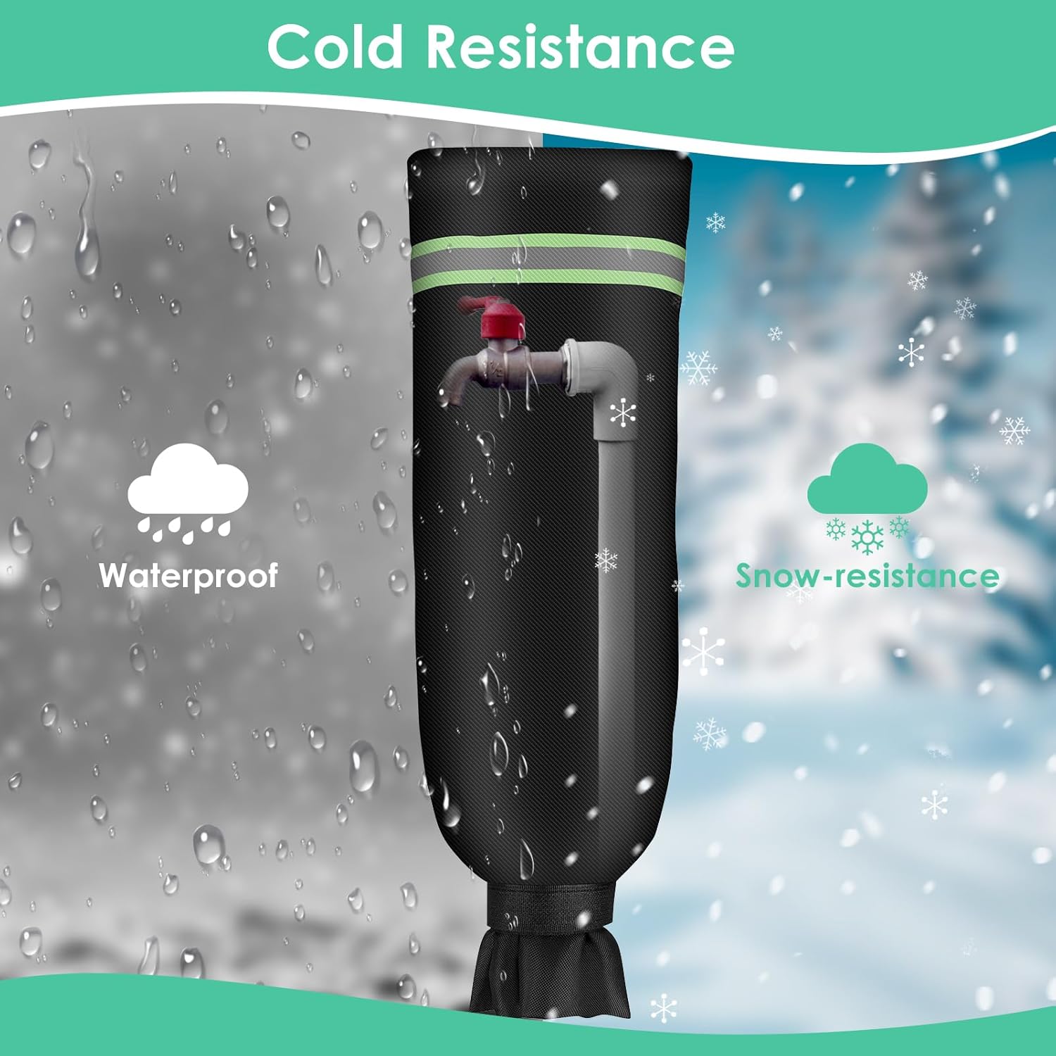 Fundas de grifo para exteriores para invierno, 25 pulgadas de largo x 13 pulgadas de ancho, protector de congelación aislado para boquillas de agua,