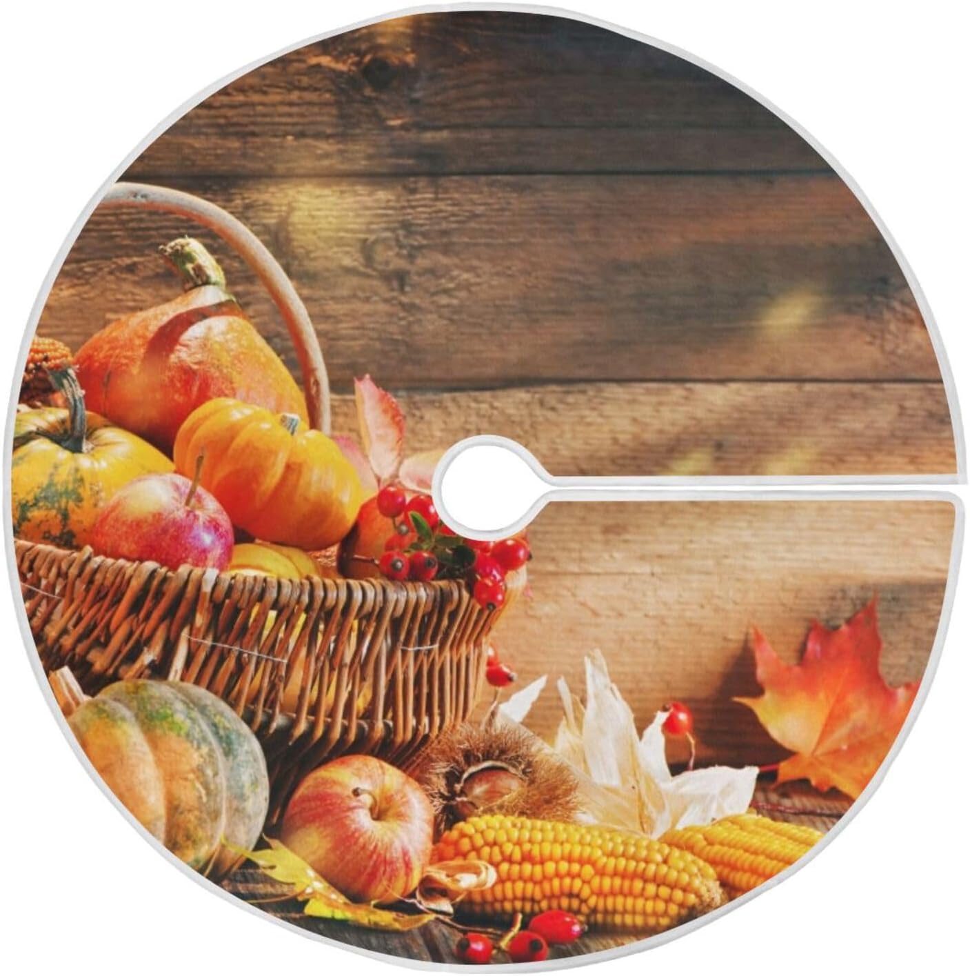 Faldas de árboles frutales de calabazas de Acción de Gracias, decoración para árbol de Navidad, 35.4 pulgadas, lavable a máquina, decoración navideña