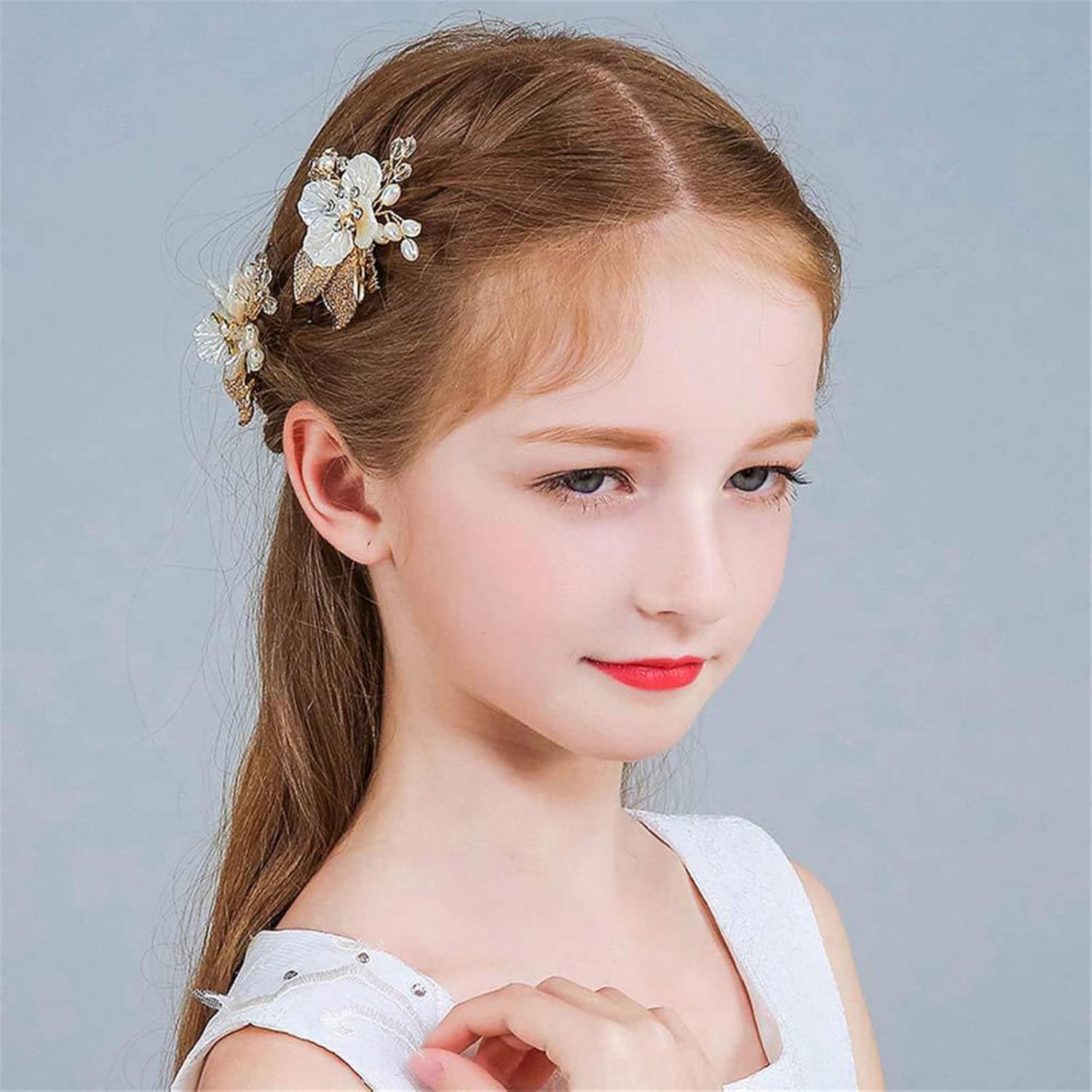 Pasadores antideslizantes para niñas pequeñas, accesorios para el cabello, clip lateral para peine de flores, diamantes de imitación, pinza para el