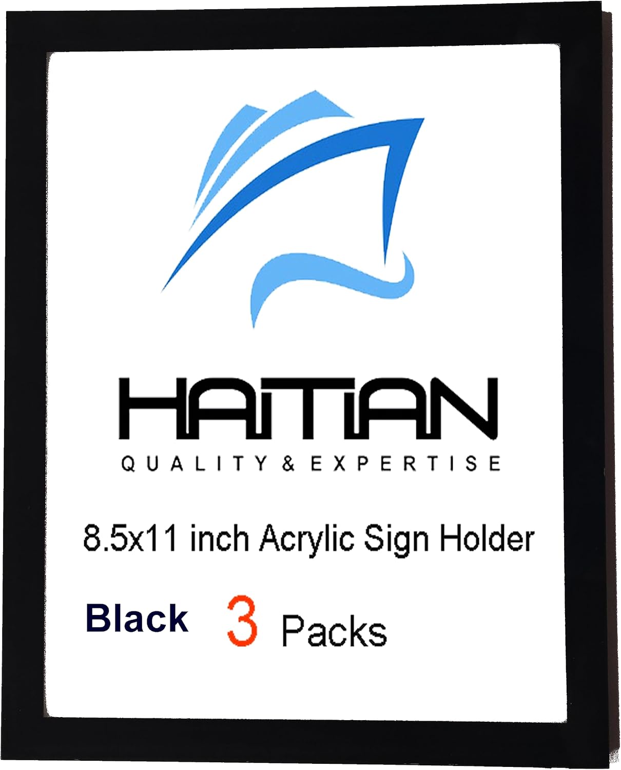 HAITIAN – Paquete de 3 soportes magnéticos de acrílico para letreros de 8.5 x 11 pulgadas, montaje en pared, montaje en pared, cinta autoadhesiva,