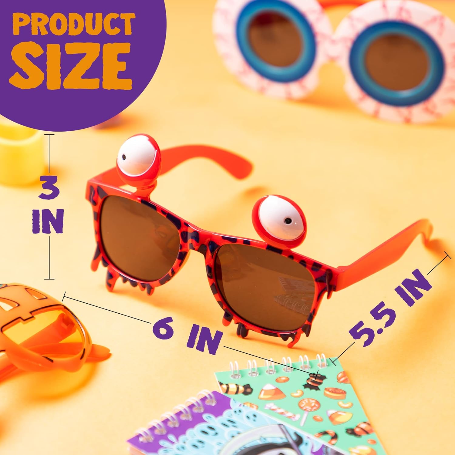 JOYIN 8 lentes de Halloween, con montura para disfraz, lentes de Halloween, para fiestas de Halloween, para niños y niñas, suministros para fiestas
