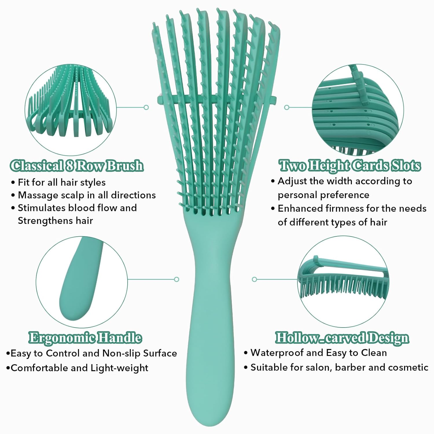 Mscoco Cepillo desenredante para cabello húmedo o seco, cepillo desenredante para cabello rizado, cepillo desenredante con peine de dientes anchos,