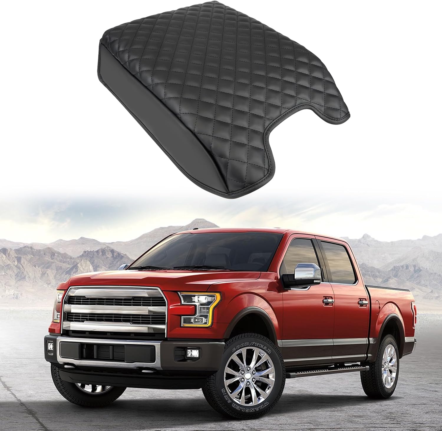 Cojín de consola central compatible con Ford F150 2015-2020 Ford F250 F350 F450 2017-2022 y 2018-2023 Accesorios Expedition 2015-2020, funda