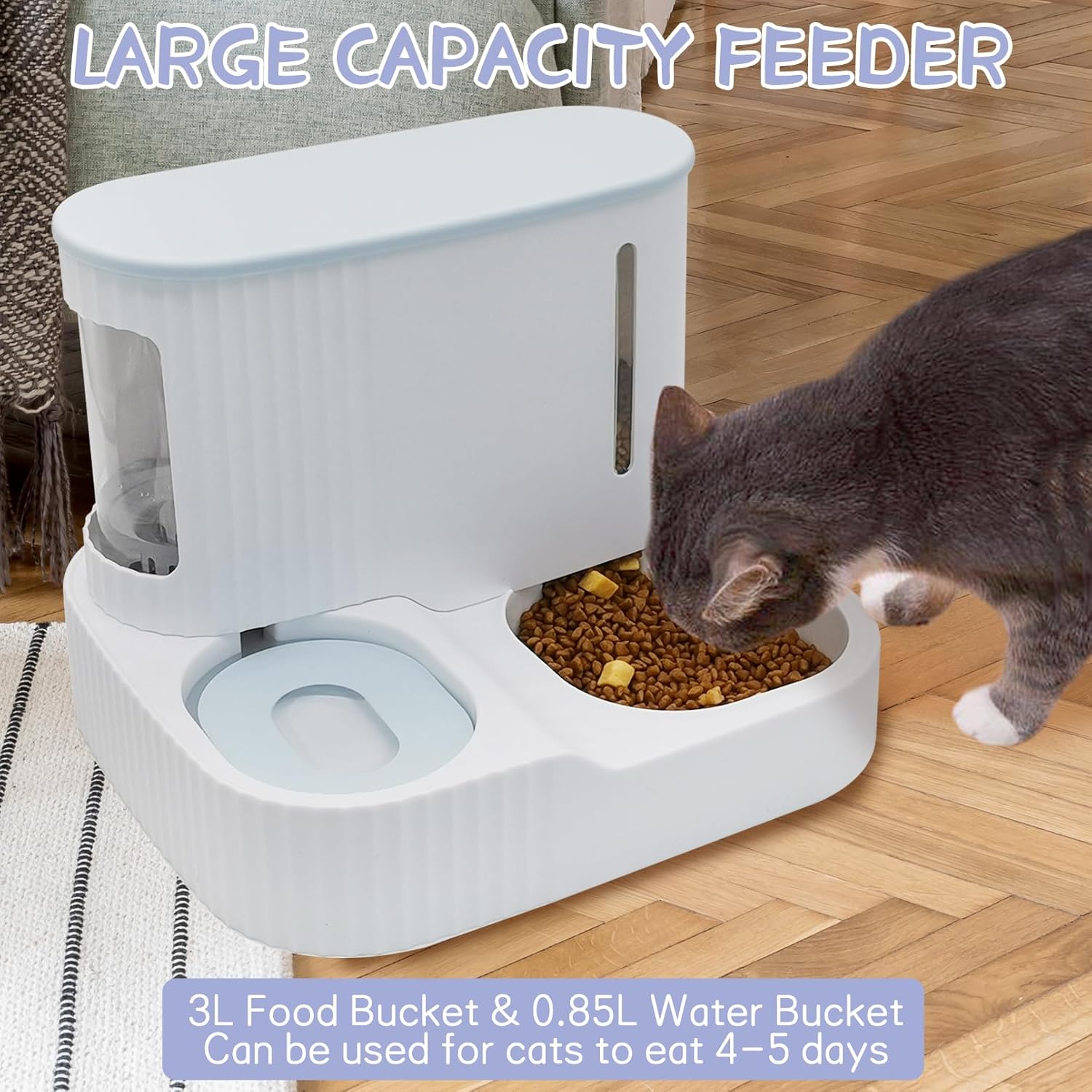 kathson Dispensador automático de alimentos y agua para gatos, alimentador por gravedad, alimentador de alimentos secos para mascotas y dispensador