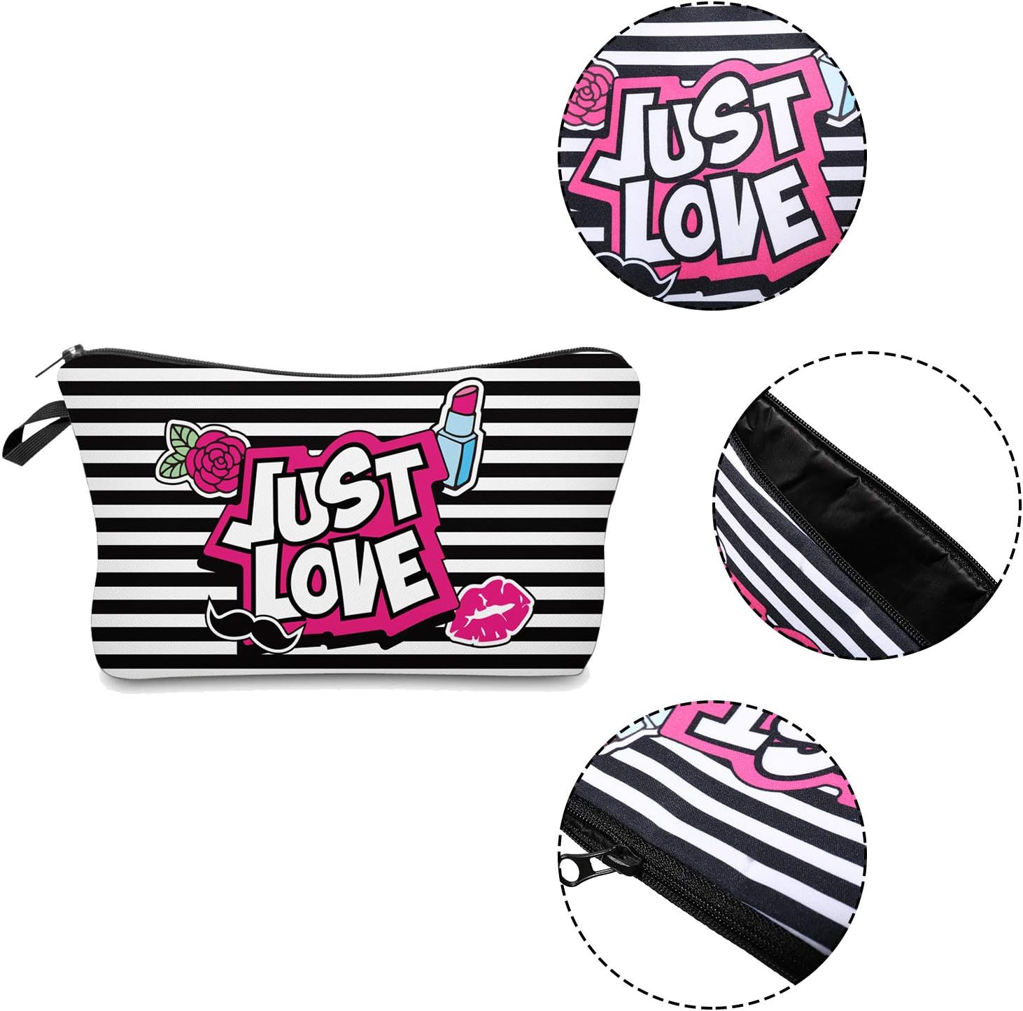 10 bolsas de maquillaje con letras para cosméticos, bolsa de viaje con cremallera, organizador de cosméticos, bolsa de artículos de tocador, bolsa