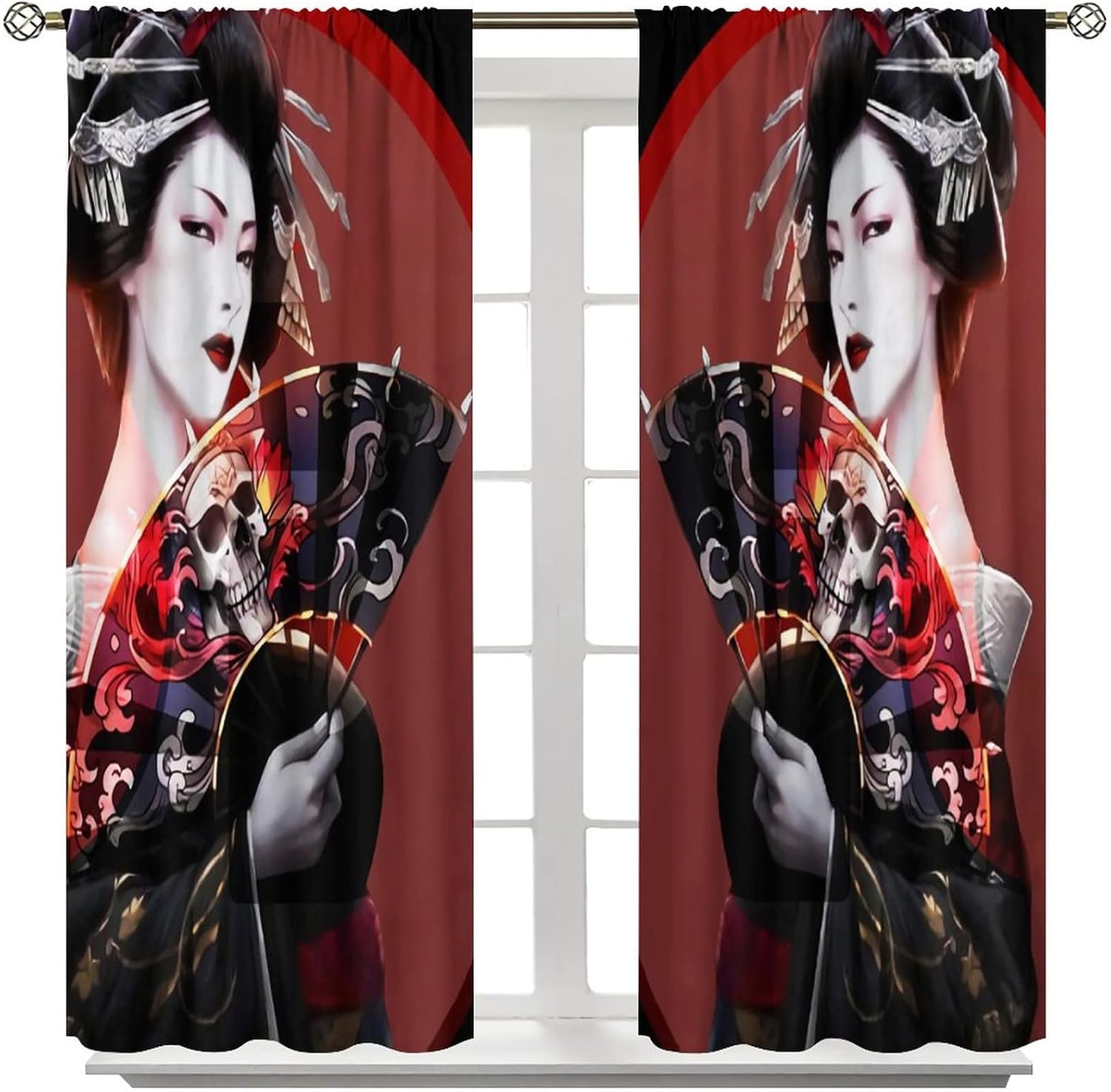 Cortina de geisha japonesa con reducción de ruido para el hogar, cocina, oficina, cafetería, 2 paneles de 42 x 45 pulgadas