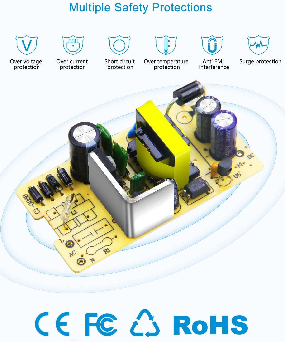ALITOVE Fuente de alimentación de 12 V CC 12 voltios 3A 36 W adaptador de corriente 100  240 V CA a CC 12 V convertidor 3Amp 2.5A 2A ACDC adaptador