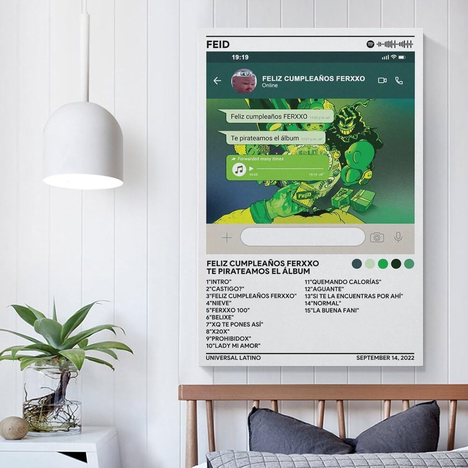 DAXXIN Feid – Póster de 3 lienzos con texto en inglés Feliz Cumpleaños Ferxxo, pintura decorativa para pared, sala de estar, dormitorio, regalo, sin