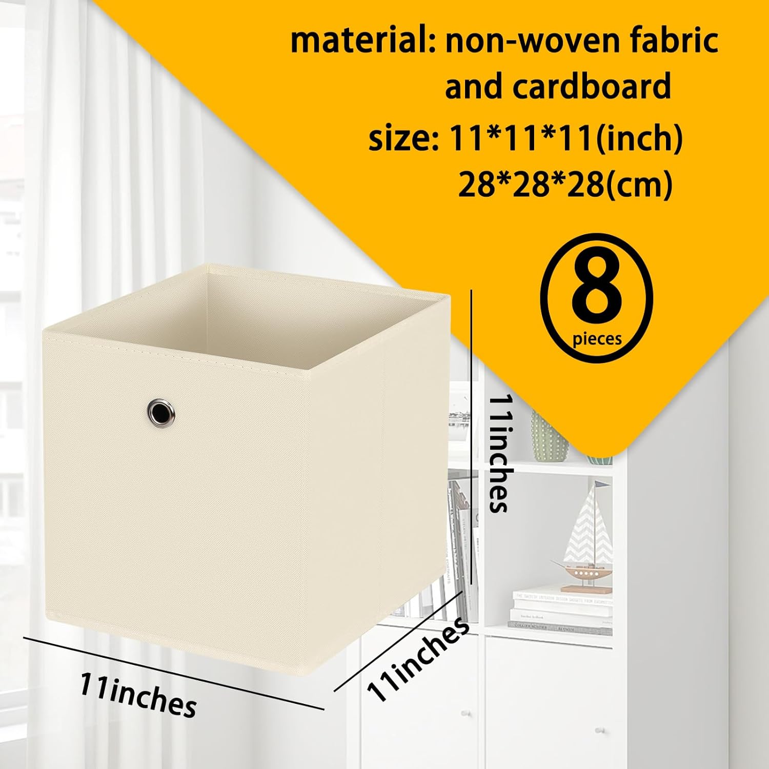Cubitos de almacenamiento plegables de tela de 11 pulgadas, contenedores plegables de almacenamiento de ropa con asas, para organizar estantes,