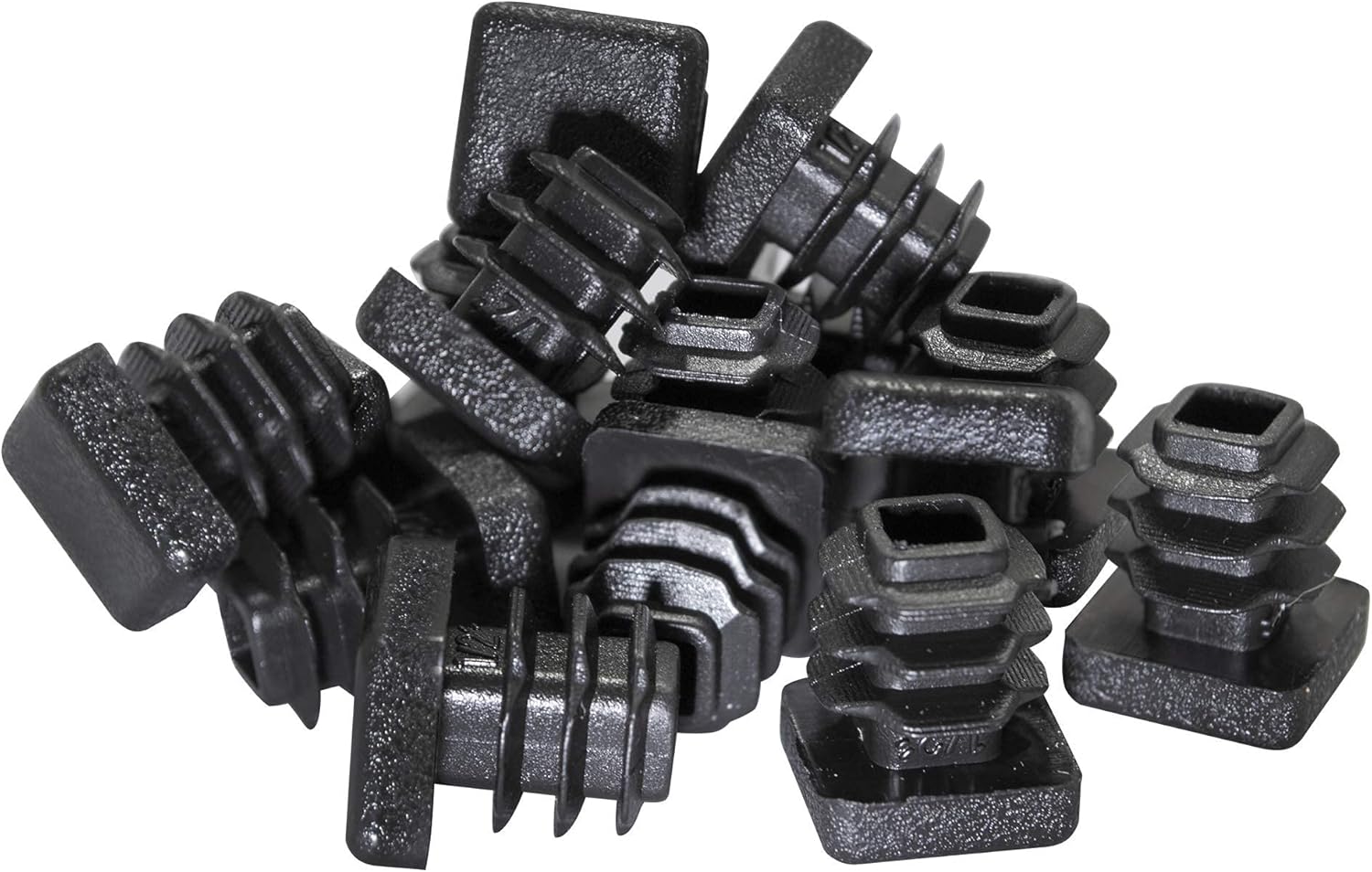 Prescott Plastics Inserto cuadrado de plástico de 0.5 pulgadas (paquete de 20), tapa de extremo negro para tubos de metal, valla, inserto deslizante