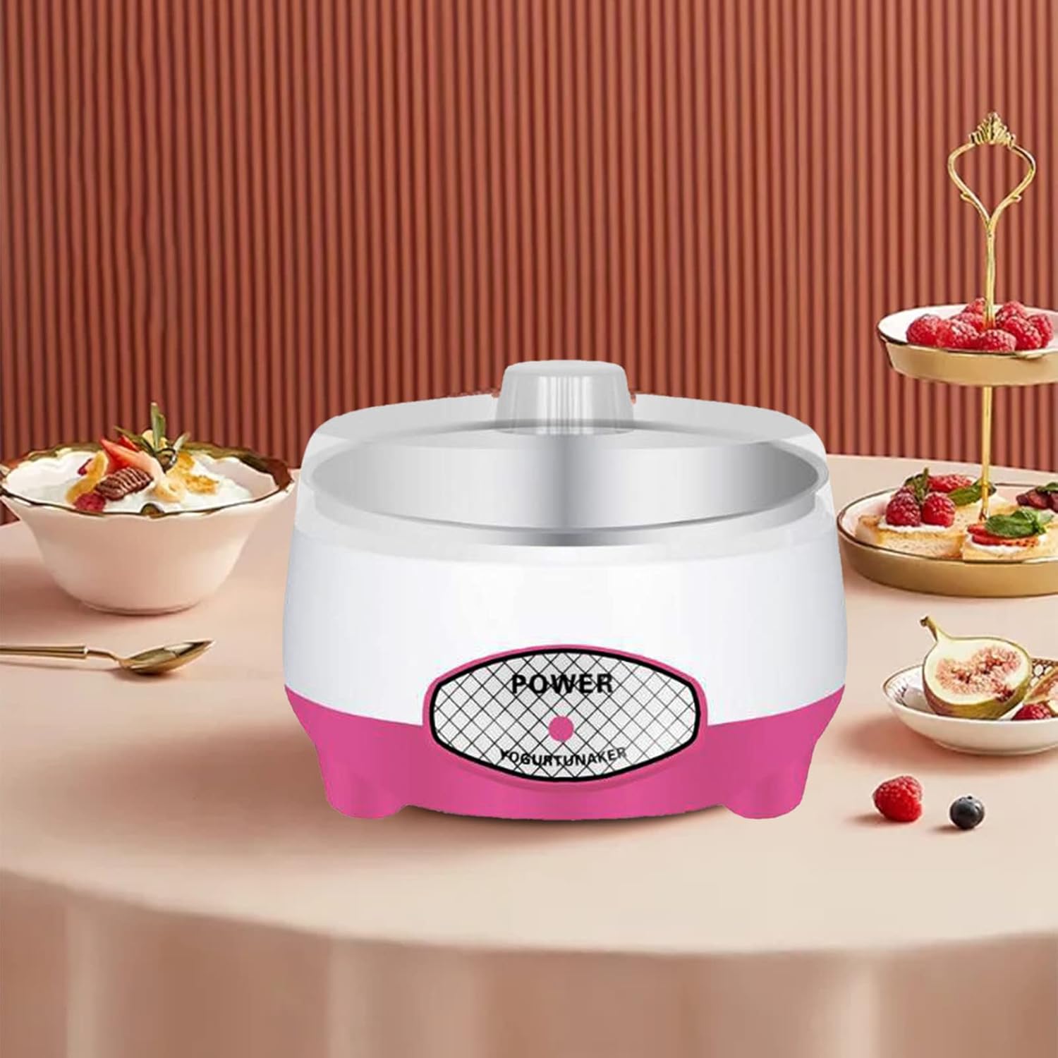 Máquina para hacer yogur, máquina para hacer yogur griego, máquina de yogur con maceta interior de acero inoxidable, máquina automática de yogur,