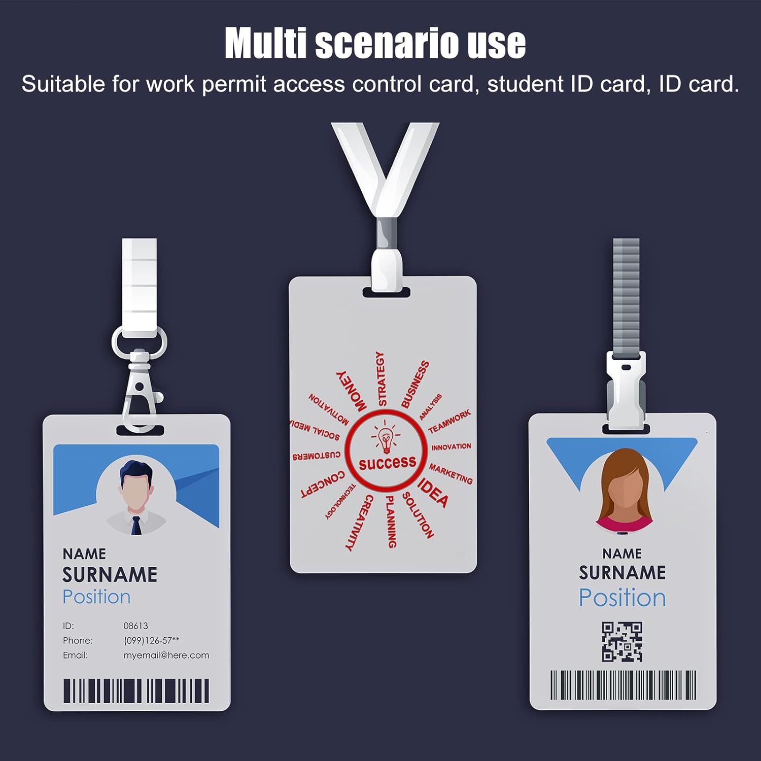 100 tarjetas de PVC con ranura perforadora en el lado corto para tarjetas de identificación, ranuras verticales, tarjetas de crédito en blanco,